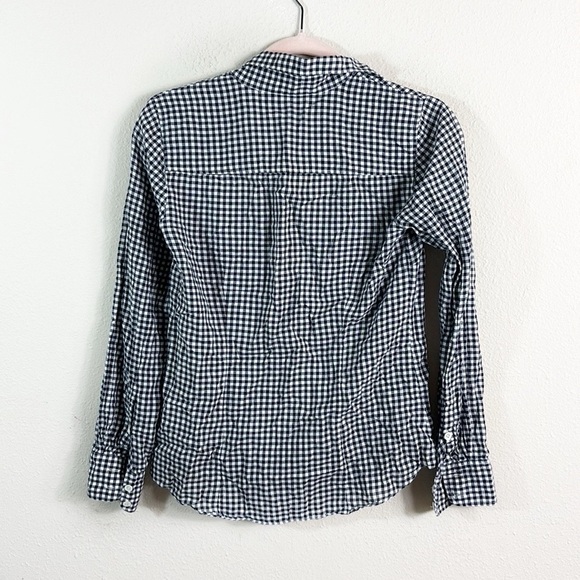 J. Crew Perfect Button Down Shirt Gingham Black White size 0 - Picture 4 of 9
